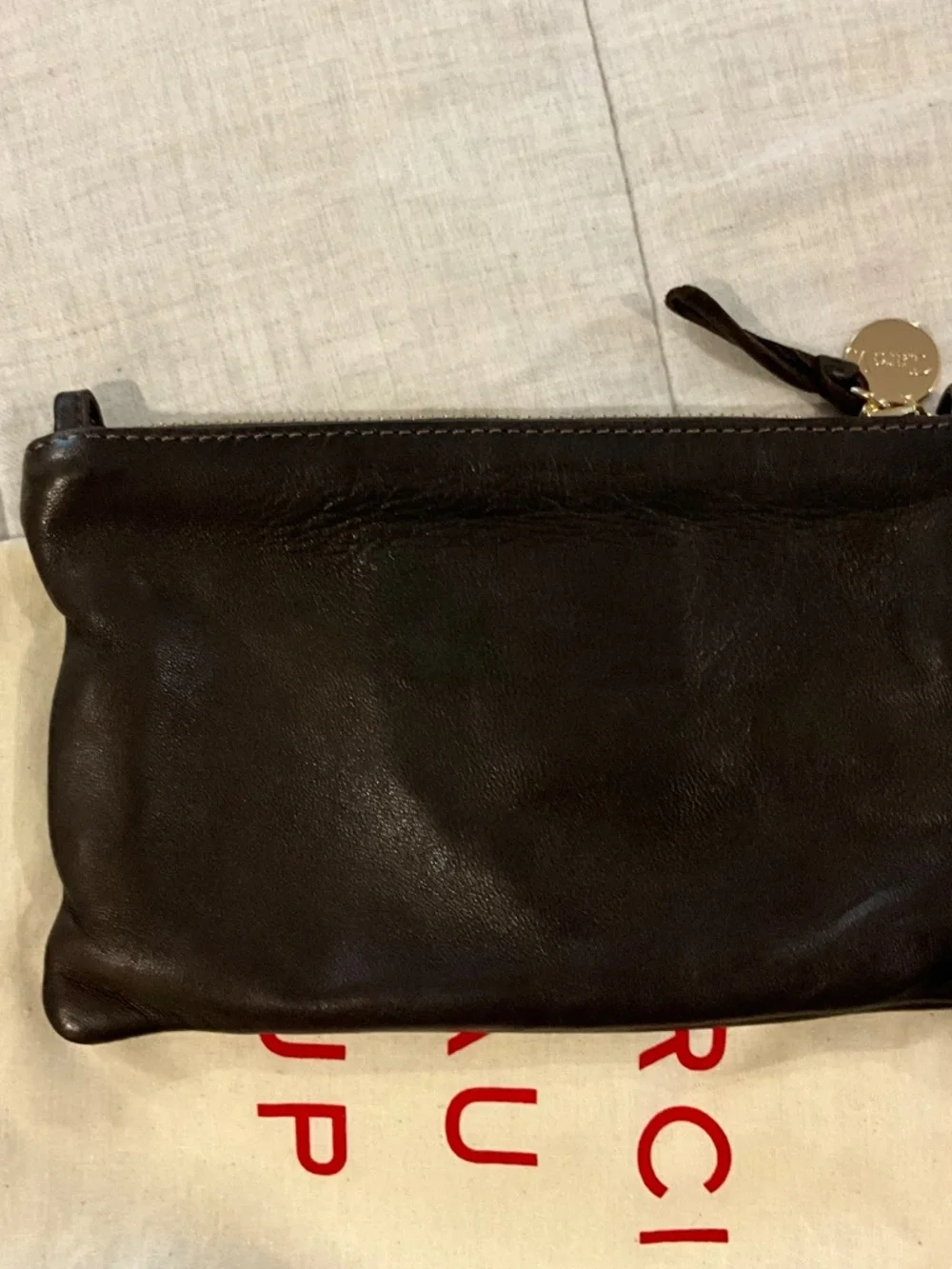 Clare V Chocolate dark brown wallet clutch with tabs